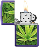 Zippo Leaf Design Texture Print Leaf Purple Matte 49790