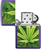 Zippo Leaf Design Texture Print Leaf Purple Matte 49790