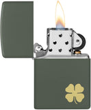 Zippo Four Leaf Clover Green Matte 49796