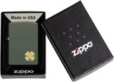 Zippo Four Leaf Clover Green Matte 49796