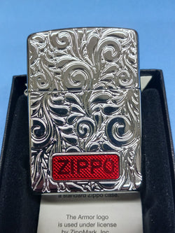 Zippo Swirl Pattern Deep Carved Design High Polish Chrome Armor 49880