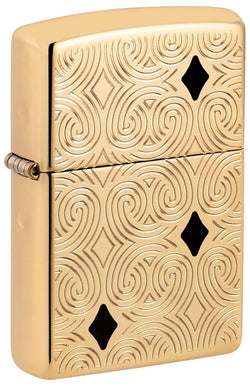 Zippo Geometric Design Deep Carved High Polish Brass Armor 49884