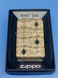 Zippo Geometric Design Deep Carved High Polish Brass Armor 49884
