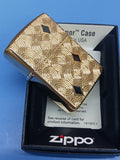 Zippo Geometric Design Deep Carved High Polish Brass Armor 49884