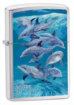 Zippo Guy Harvey Bottle Nose Dolphins Brushed Chrome 21051