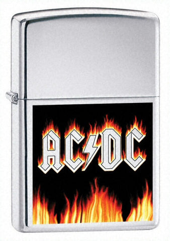 Zippo AC/DC Flames Brushed Chrome 24277