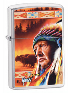 Zippo Mazzi Native American Indian Brushed Chrome 24399