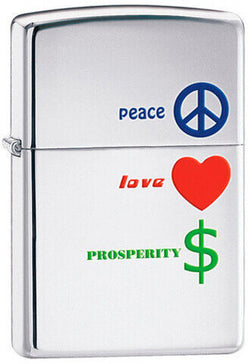 Zippo Peace Love & Prosperity High Polish Chrome 24714