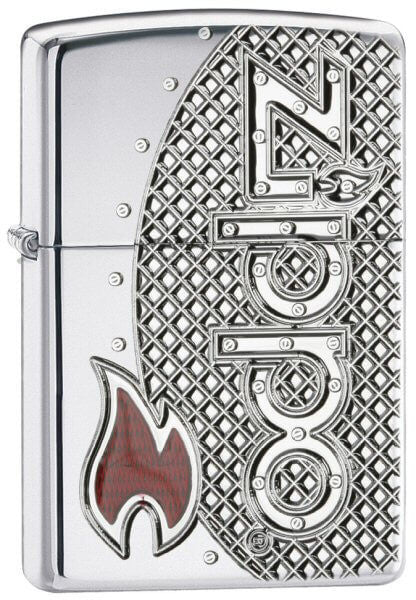 Zippo Armor Flame Emblem High Polish Chrome 24801