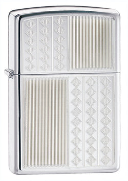 Zippo Stripes & Diamonds High Polish Chrome 24851