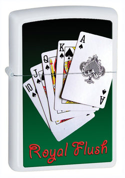 Zippo Royal Flush White Matte Lighter 28038