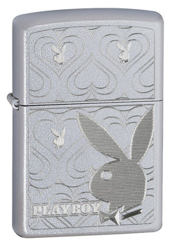 Zippo Playboy Bunny Hearts Satin Chrome Lighter 28077