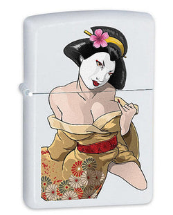 Zippo Japanese Geisha White Matte 28133