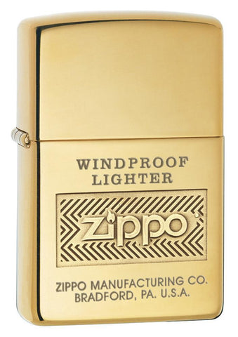 Zippo Logo Windproof Lighter High Polish Brass 28145