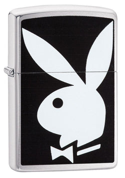 Zippo Playboy Bunny Black and White Brushed Chrome 28269