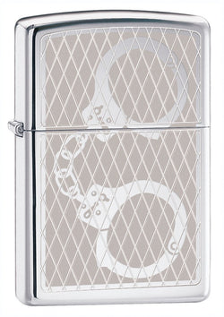 Zippo High Polish Chrome Handcuff Bling Lighter 28287