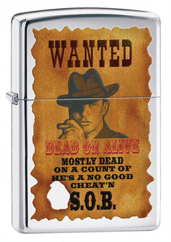 Zippo Brushed Chrome Wanted Poster Lighter 28289
