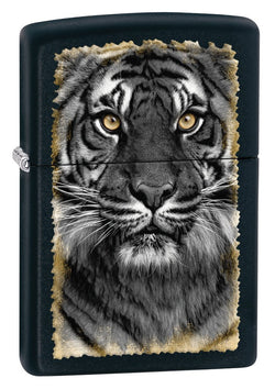 Zippo Black Matte Tiger Lighter 28314