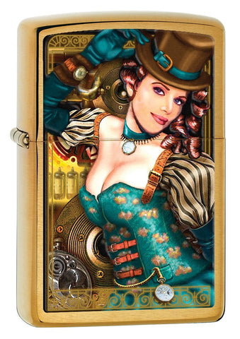 Zippo Brushed Brass Industrial Machinery Lady Lighter 28321