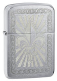 Zippo Brush Chrome 1941 Fleur De Lis Lighter 28325