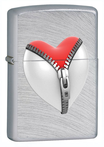 Zippo Chrome Arch Zip Heart Lighter 28327