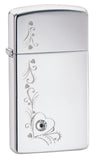 Zippo High Polish Slim Vine of Hearts Lighter 28365