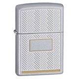 Zippo Pocket Lighter Satin Chrome w/ Herringbone Design 28370