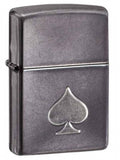 Zippo Ace of Spade Stamped Gray Dusk 28379