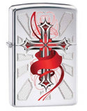 Zippo Cross with Red Accents High Polish Chrome 28526