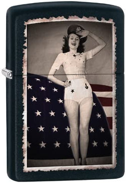 Zippo Saluting Pinup Matte Black 28533