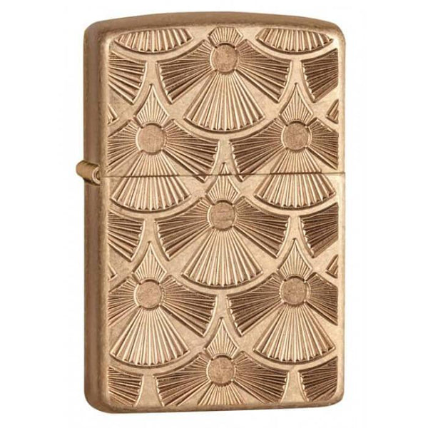 Zippo Armor Fanned Discs Tumbled Brass 28541 - Free Shipping