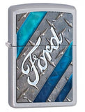 Zippo Ford Logo on Diamond Plate Satin Chrome 28626