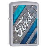 Zippo Ford Logo on Diamond Plate Satin Chrome 28626