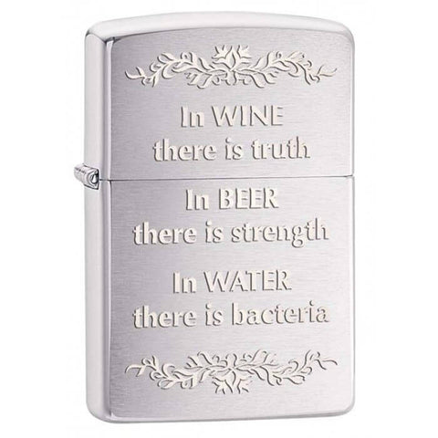 Zippo In Wine There is Truth Brushed Chrome 28647