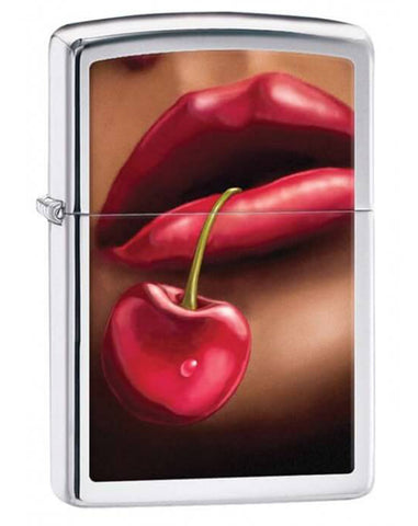 Zippo Sexy Lips and Cherry High Polish Chrome 28655