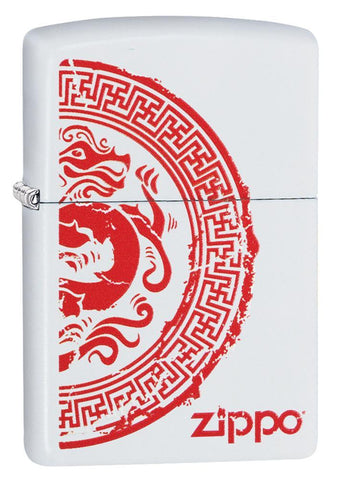 Zippo Dragon Stamp White Matte 28855