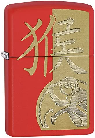 Zippo Year of The Monkey Red Matte Pocket Lighter 28955