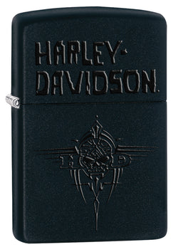 Zippo Harley Davidson Black Matte Skull Color Imaging 28979