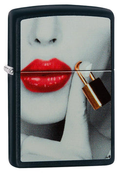 Zippo Red Lipstick Lock Black Matte 29089