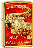 Zippo Great Wall of China High Polish Brass Pocket Lighter 29244