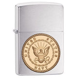 Zippo US Navy Emblem Brushed Chrome Pocket Lighter 29257