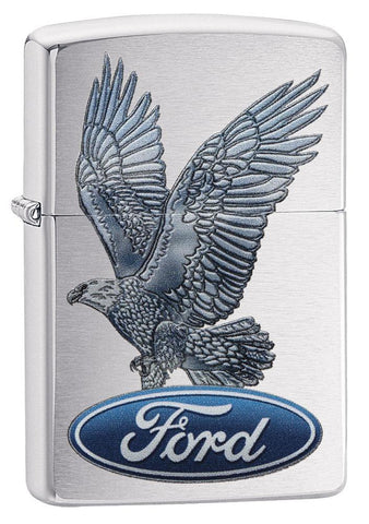 Zippo Ford Logo and Soaring Eagle Brushed Chrome 29296