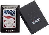 Zippo American Stamp on Flag High Polish Chrome 29395