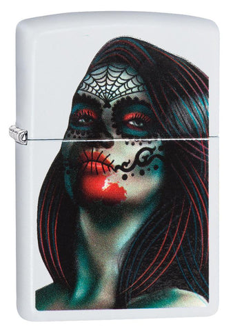 Zippo Day of the Dead Lady Tattoo White Matte 29400