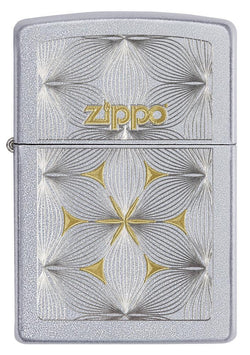 Zippo Flowers w/ Zippo Logos Satin Chrome 29411