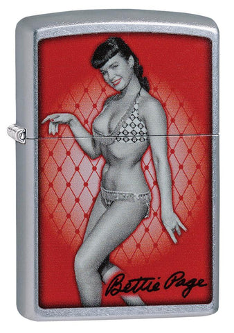Zippo Bettie Page Pinup Street Chrome Pocket Lighter 29441