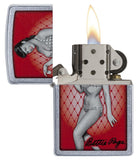 Zippo Bettie Page Pinup Street Chrome Pocket Lighter 29441