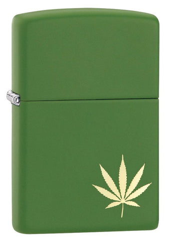 Zippo green Matte Marijuana Leaf Pocket Lighter 29588