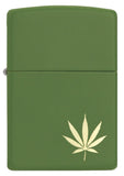 Zippo green Matte Marijuana Leaf Pocket Lighter 29588