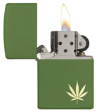 Zippo green Matte Marijuana Leaf Pocket Lighter 29588